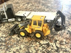 Joal 1/50 Scale Transporter Truck and Equipment Trailer with Volo EL70 Backhoe!