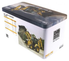 DIECAST MASTERS,CATERPILLAR 420F2 backhoe loader with driver and metal box, 1…