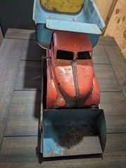 Vtg Marx Lumar Contractors Front Loader Shovel Dump Truck Pressed Steel 1940s