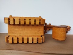 Large Vintage Handmade Wood Excavator Moving Parts Signed Fred Cairns 1998