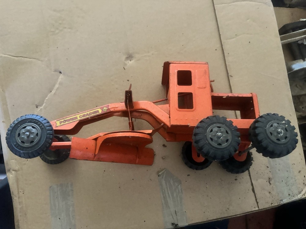 Vintage Marx Power Grader Orange Pressed Steel