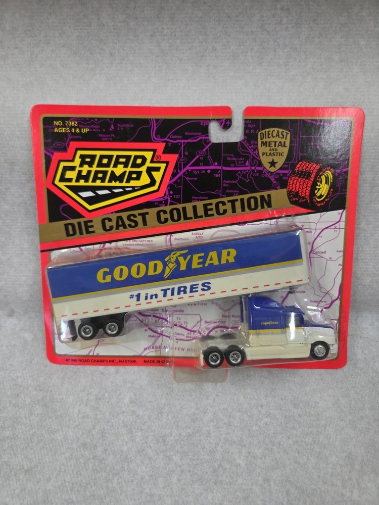 Vintage 1996 Road Champs Goodyear Die Cast Semi Truck Trailer #7382 HO Scale